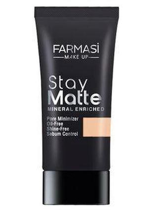 Устойчивый матирующий тональный крем 03 натуральний stay matte makeup farmasi1 фото