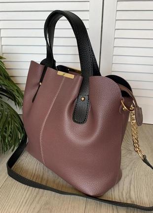 Женская модная вместительная сумка пудра эко кожа2 фото