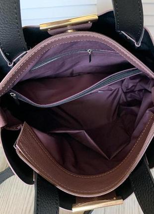 Женская модная вместительная сумка пудра эко кожа5 фото