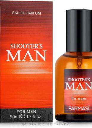 Мужская парфюмированная вода  shooters man древесно-пряный мужской аромат 50 мл.farmasi.