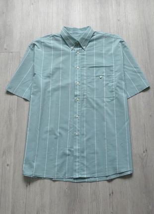 Мужская мятная рубашка в белую полоску