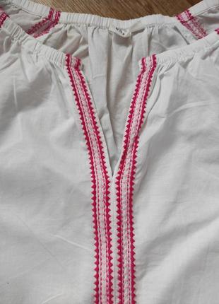 Натуральная хлопковая вышиванка белая блуза с вышивкой3 фото