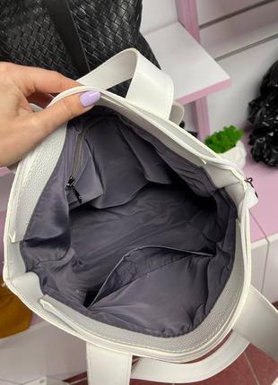 Женская сумка шопер черная формат а4 еко кожа с плетением6 фото