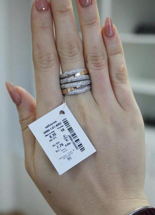 Широкое серебряное кольцо с маленькими камнями6 фото