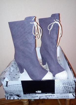 Итальянские замшевые демисезонные сапоги, luciano carvari