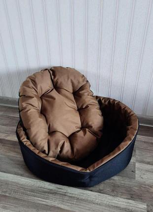 Лежак для маленьких собак і кішок 40х50 см колір чорний із койот7 фото