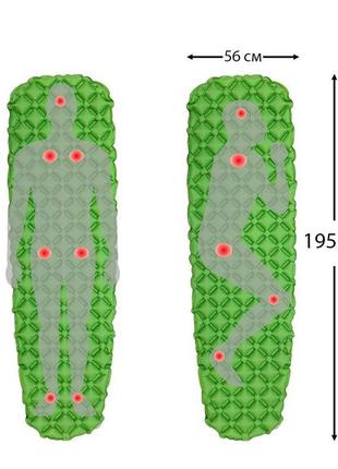 Надувний карімат похідний, туристичний wcg для кемпінгу (зелений)2 фото