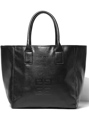 Черная сумка шопер с ручками в стиле givenchy