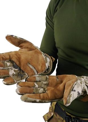 Тактические зимние перчатки softshell пиксель