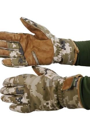 Тактические зимние перчатки softshell пиксель