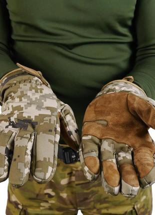 Тактические зимние перчатки softshell пиксель