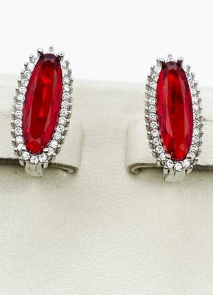 Сережки срібні з рубіном альпінітом 5,26 г
