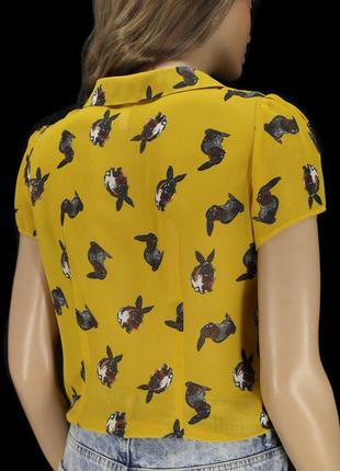 Брендовая шифоновая блузка "henry holland" с кроликами. размер uk10/eur38.6 фото