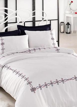 Двоспальний євро комплект dantela vita viola сатин з вишивкою