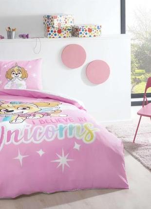 Підлітковий комплект disney tac paw patrol sky glitter ранфорс / простирадло на резинці