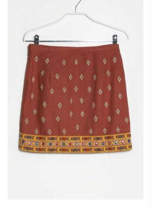 Юбка mango xs этно мини с вышивкой