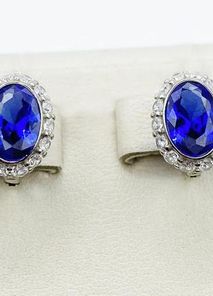 Сережки срібні з сапфіром альпінітом 3,88 г