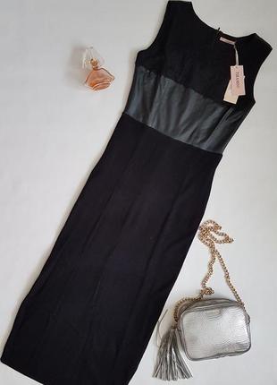 Вечернее платье tiramisu с кожаными и кружевными вставками. дефект!1 фото