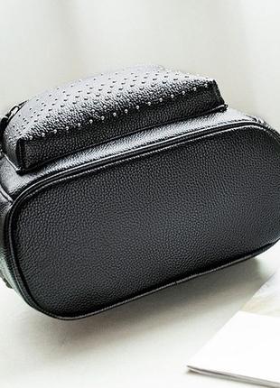 Женский рюкзак городской мини классический черный из экокожи. качественный маленький рюкзачок эко кожа (0626)6 фото