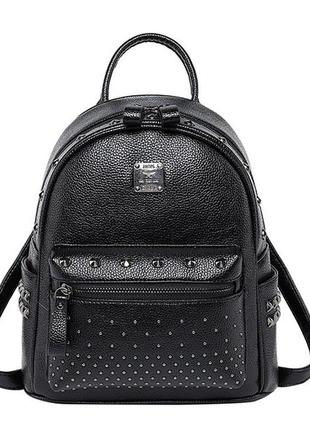 Женский рюкзак городской мини классический черный из экокожи. качественный маленький рюкзачок эко кожа (0626)3 фото