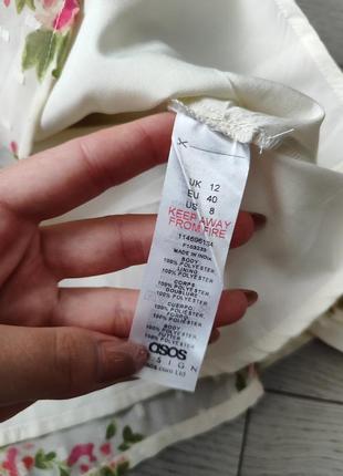 Сукня в квітковий принт asos l / плаття / квіти / з кільцем / виріз / з відкритою спиною/ об'ємними рукавами9 фото
