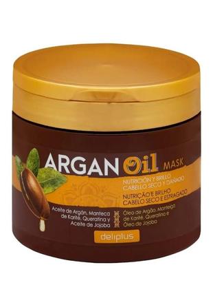 Маска для сухого та пошкодженого волосся deliplus argan oil іспанія 400 мл1 фото