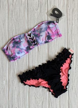 Модный женский купальник victoria's secret pink р-р хs плавки бикини пуш-ап бандо