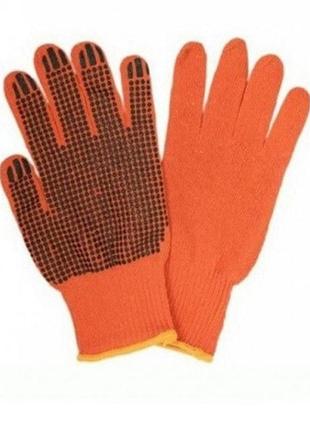 Робочі рукавиці з пвх з крапкою універсальні 2 шт. 8412орандж