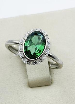 Кольцо серебряное с зелёным кварцем 18,5 2,46 г