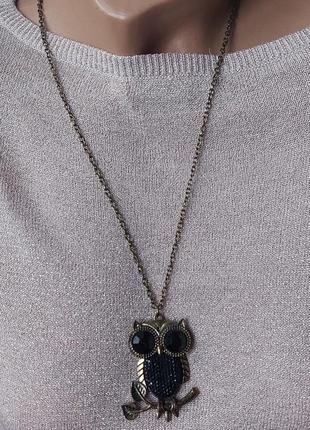 Вінтажний ланцюжок із кулоном сова, підвіска на шию