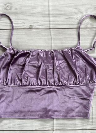 Атласный женский топ фиолетовый s 165/88а3 фото