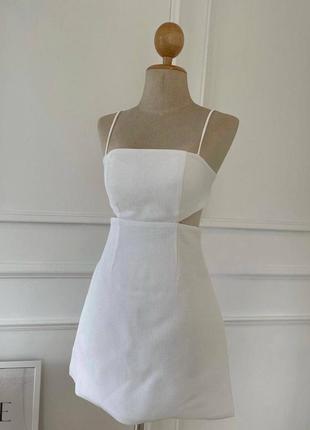 Летнее белое платье на подкладке легкое тренд 2023 качественный лен