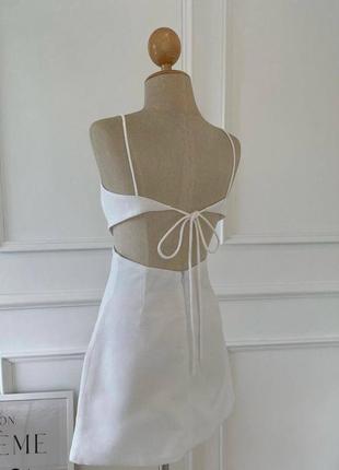 Летнее белое платье на подкладке легкое тренд 2023 качественный лен2 фото