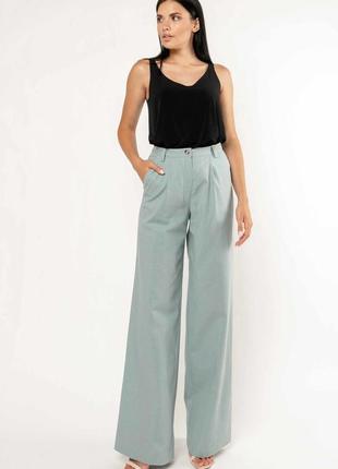 Широкие брюки прямые от бедра в пол с завышенной талией 42-52 размера3 фото