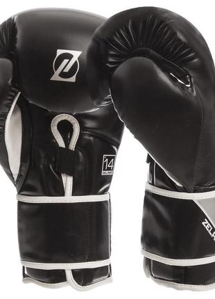 Перчатки боксерские на липучке zelart bo-1361 черный2 фото