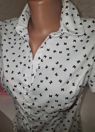 Блуза-рубашка белая с бабочками, s-m2 фото