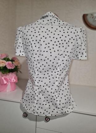 Блуза-рубашка белая с бабочками, s-m5 фото