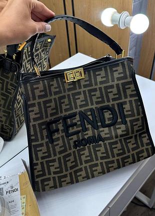 Сумка fendi black-brown logo