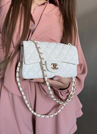 Сумочка біла, сумка маленька з золотою фурнітурою в стилі шанель, chanel клатч2 фото