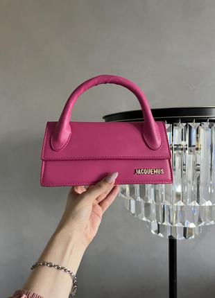 Міні сумочка в стилі жакмюс кольору фуксія, сумка малинова, клатч , барбі8 фото