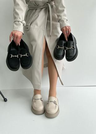 Бежевые лоферы кожа(есть черные)