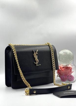 Черная сумка из эко кожи устили yves saint laurent юсл ивселеран3 фото