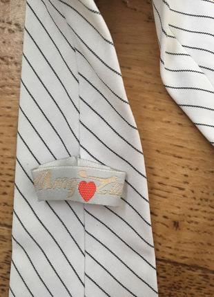 Женский галстук. белый галстук. галстук в полоску. галстук на работу. шикарный галстук.4 фото