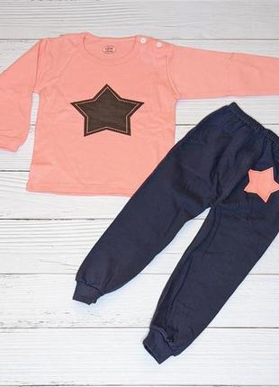 Пижама для девочки розовая люкс качество турция мягкая звезда 86-140