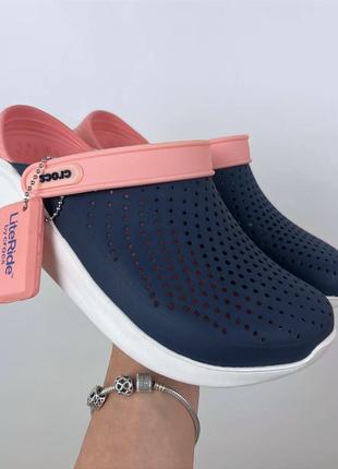 Женские кроксы crocs literide clog navy/melon original