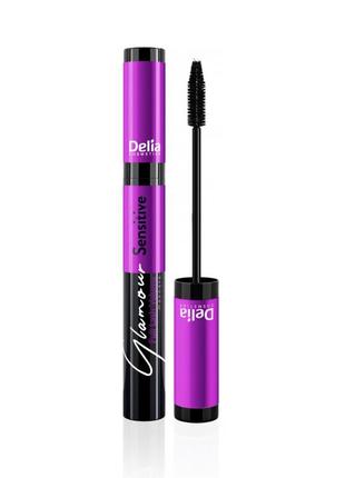 Туш для вій delia cosmetics delia glamour volume&length sensitive mascara для чутливих очей чорна 11 мл2 фото