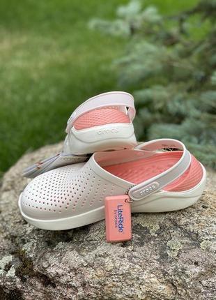 Женские кроксы crocs literide clog white/powder3 фото