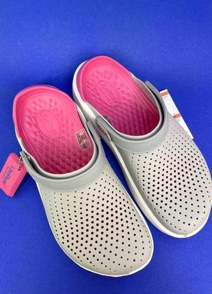 Женские кроксы crocs literide clog white/powder8 фото