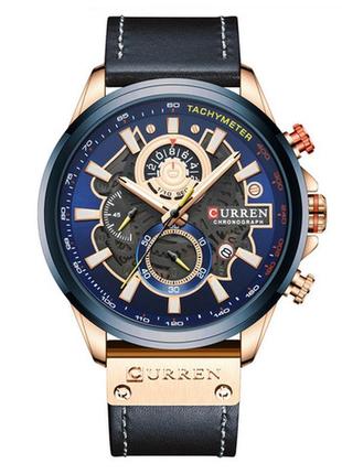 Мужские классические часы curren 8380 синие с золотистым