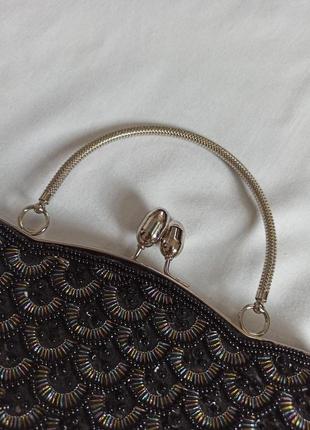 Винтажная сумочка клатч обшитая бисером с металлической фурнитурой3 фото